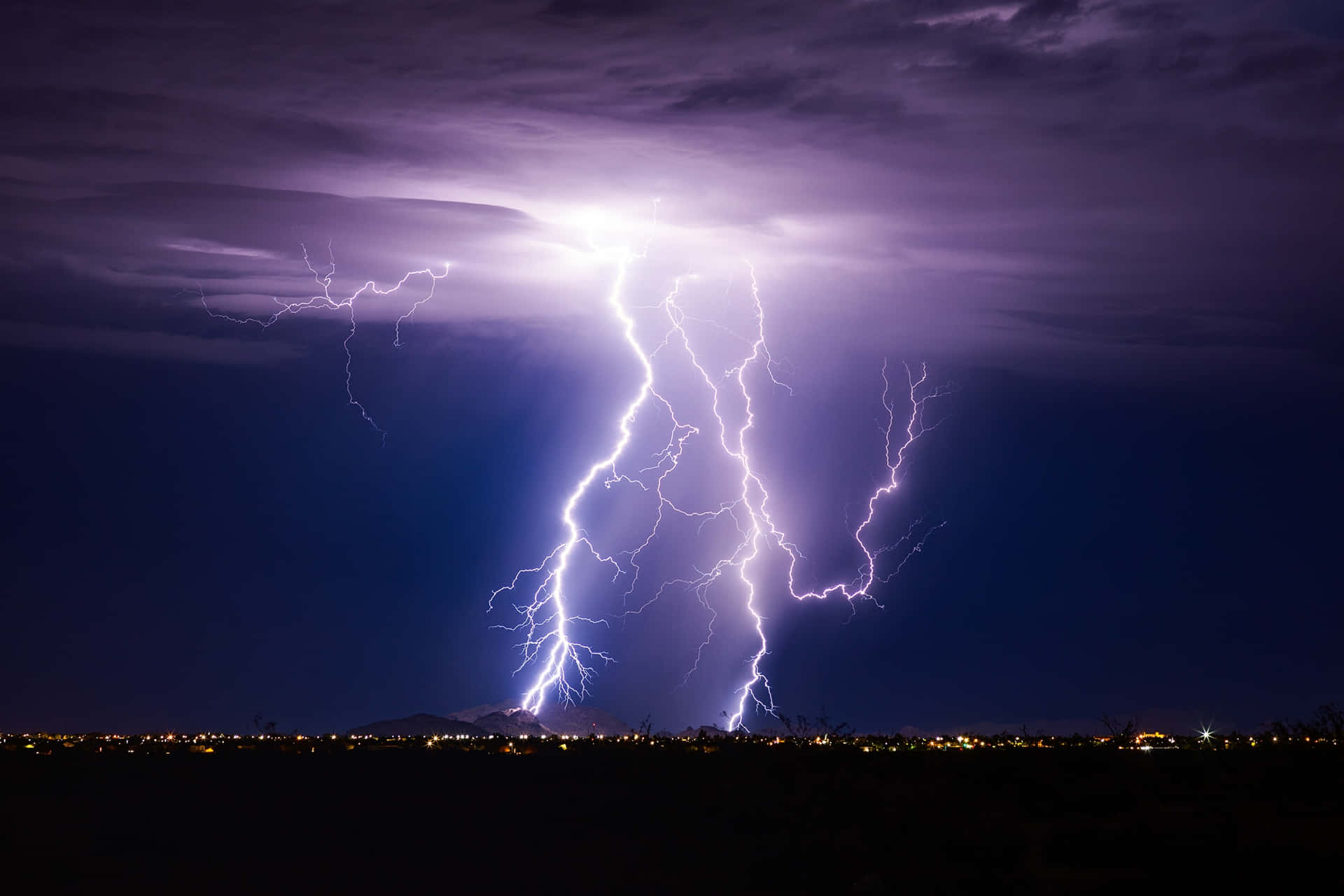 Powerful and Majestic Lightning Strike at Night