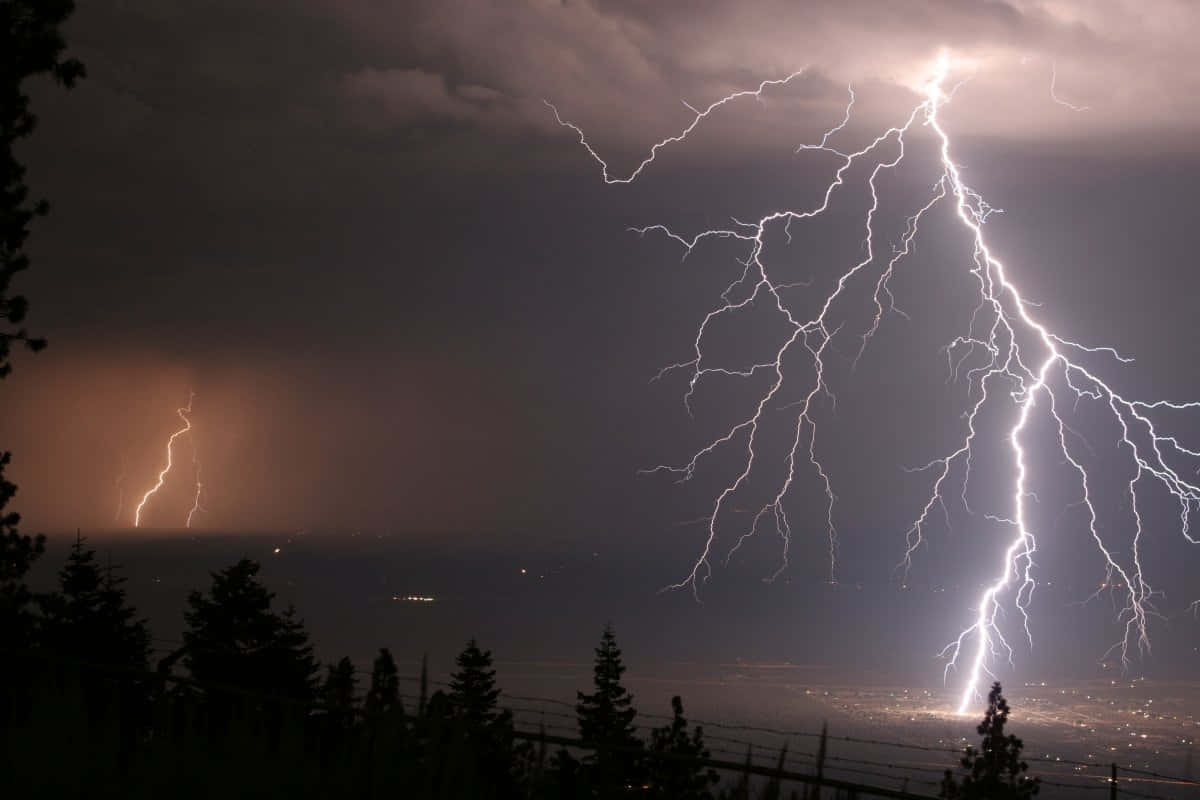 Dramatic Lightning Strike Illuminating a Stormy Sky