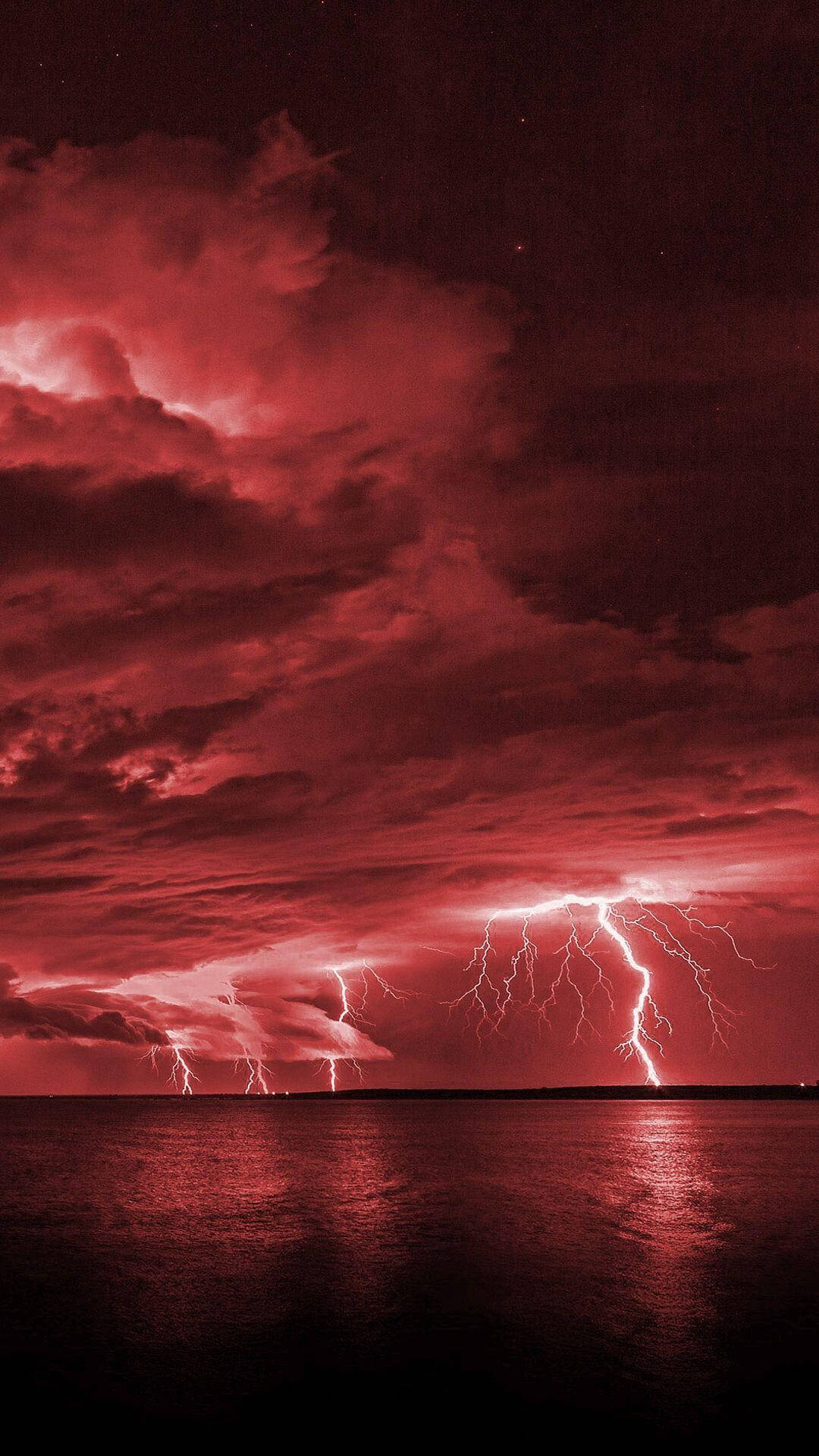 Lightning Sky Red Iphone Wallpaper