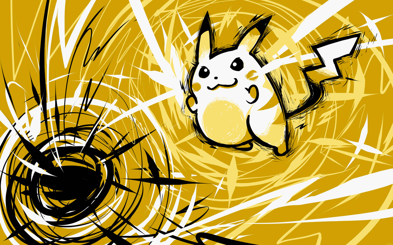 Lightning Streaks And Cute Pikachu