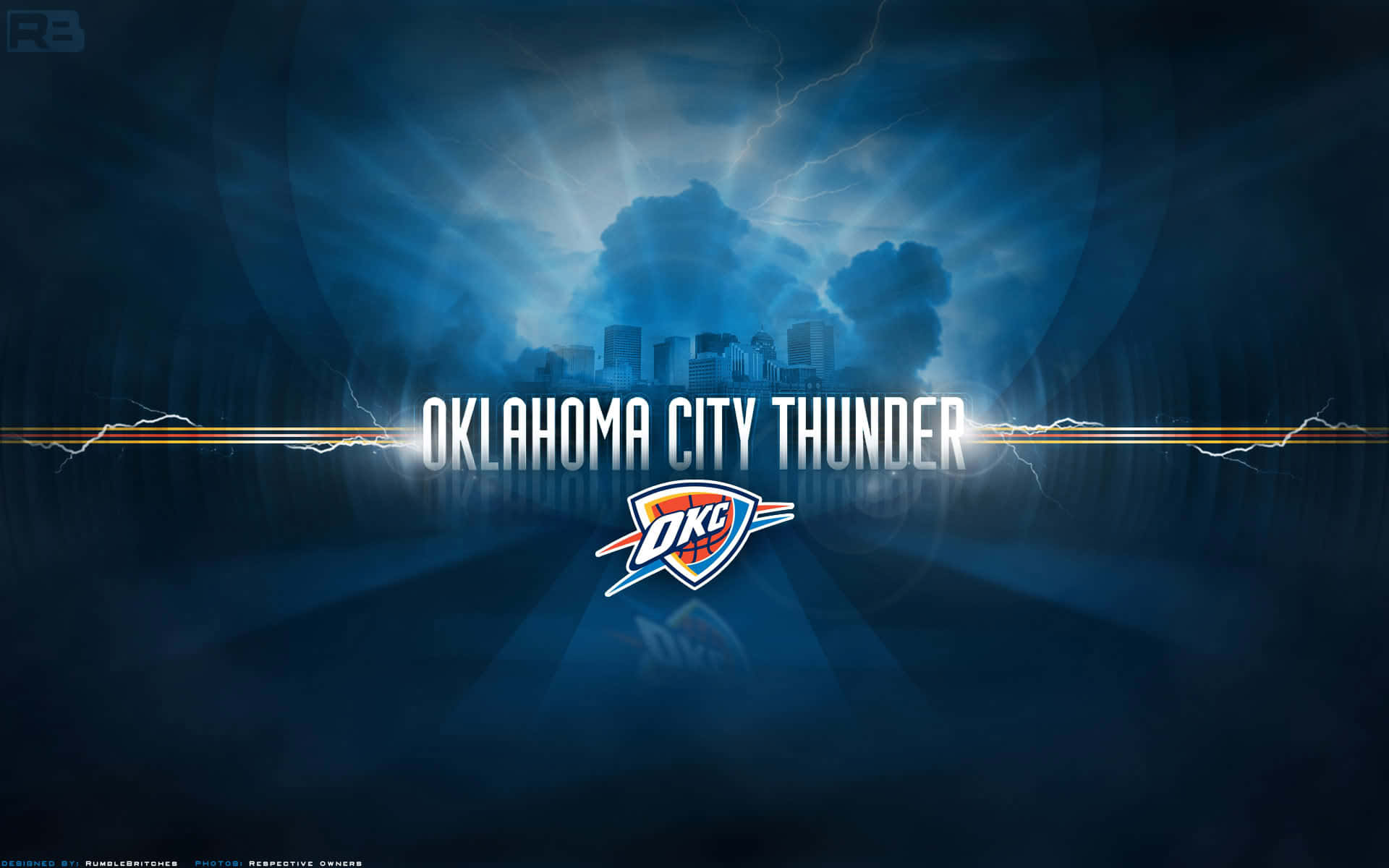 Blixtöver Oklahoma City Thunders-logotypen. Wallpaper