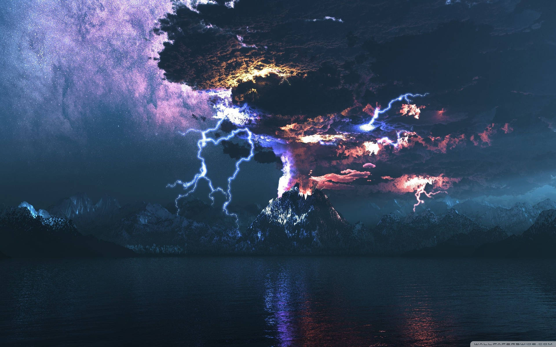 Lightning Strikes In Volcano