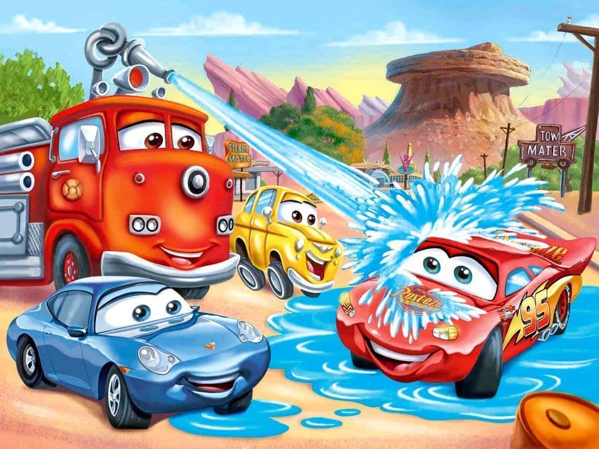 Lightningmcqueen Corre Verso La Vittoria Nel Film Disney Pixar Cars.