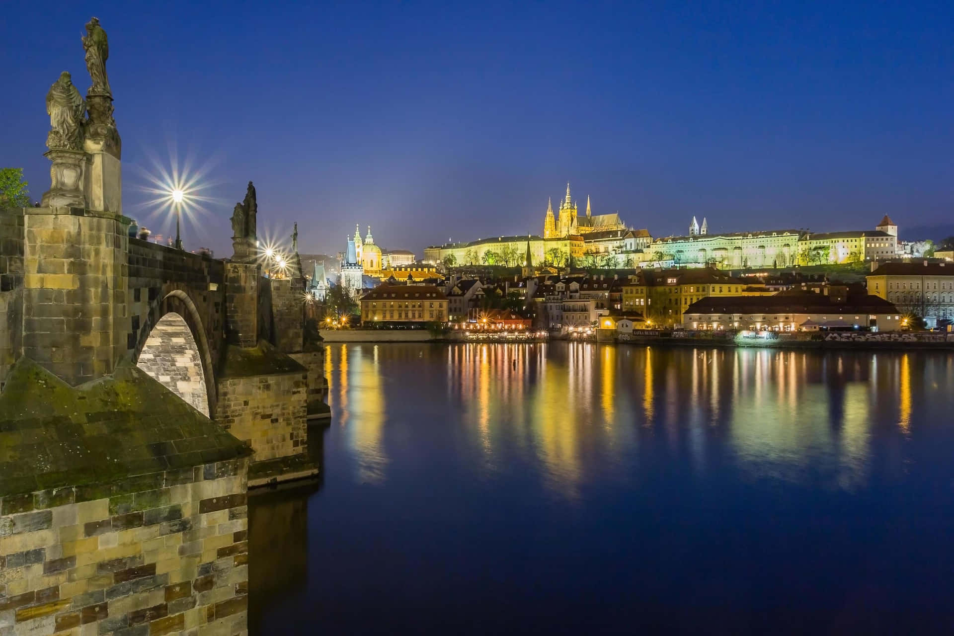 Lights In Prague Castle Wallpaper