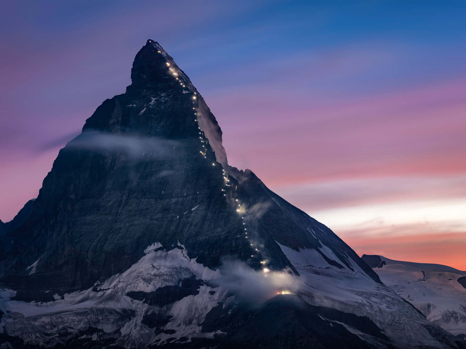 Lights On The Ridge Of The Matterhorn Wallpaper