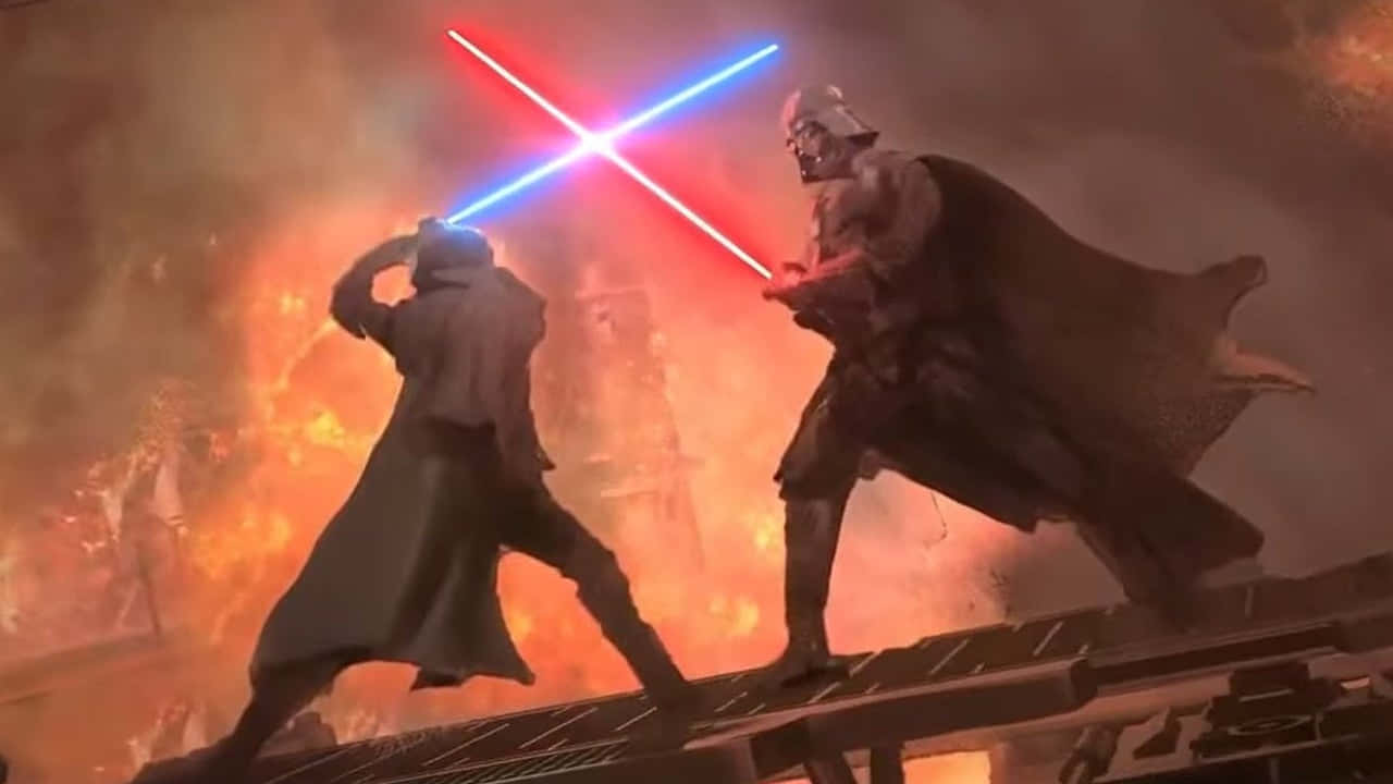 The epic showdown between a Jedi warrior and Sith lord." Wallpaper