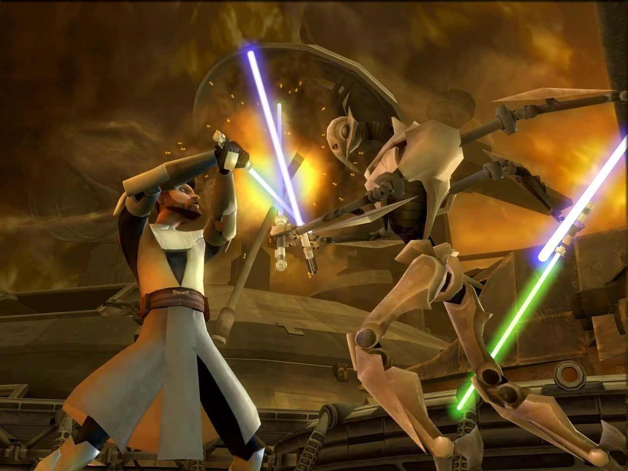 Darth Vader vs Luke Skywalker in a Lightsaber Duel Wallpaper