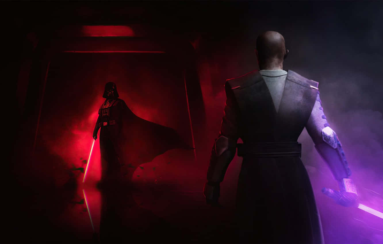 The epic Star Wars lightsaber duel Wallpaper