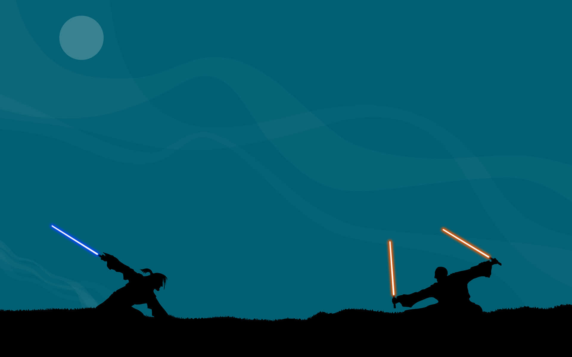 Two Jedi Masters Engage in Epic Lightsaber Duel" Wallpaper