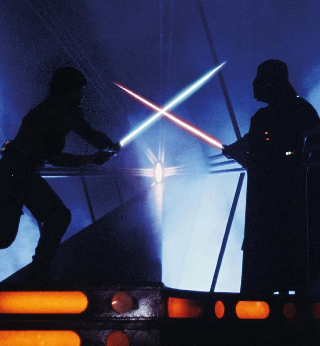 Epic Lightsaber Duel Between Iconic Star Wars Characters Wallpaper