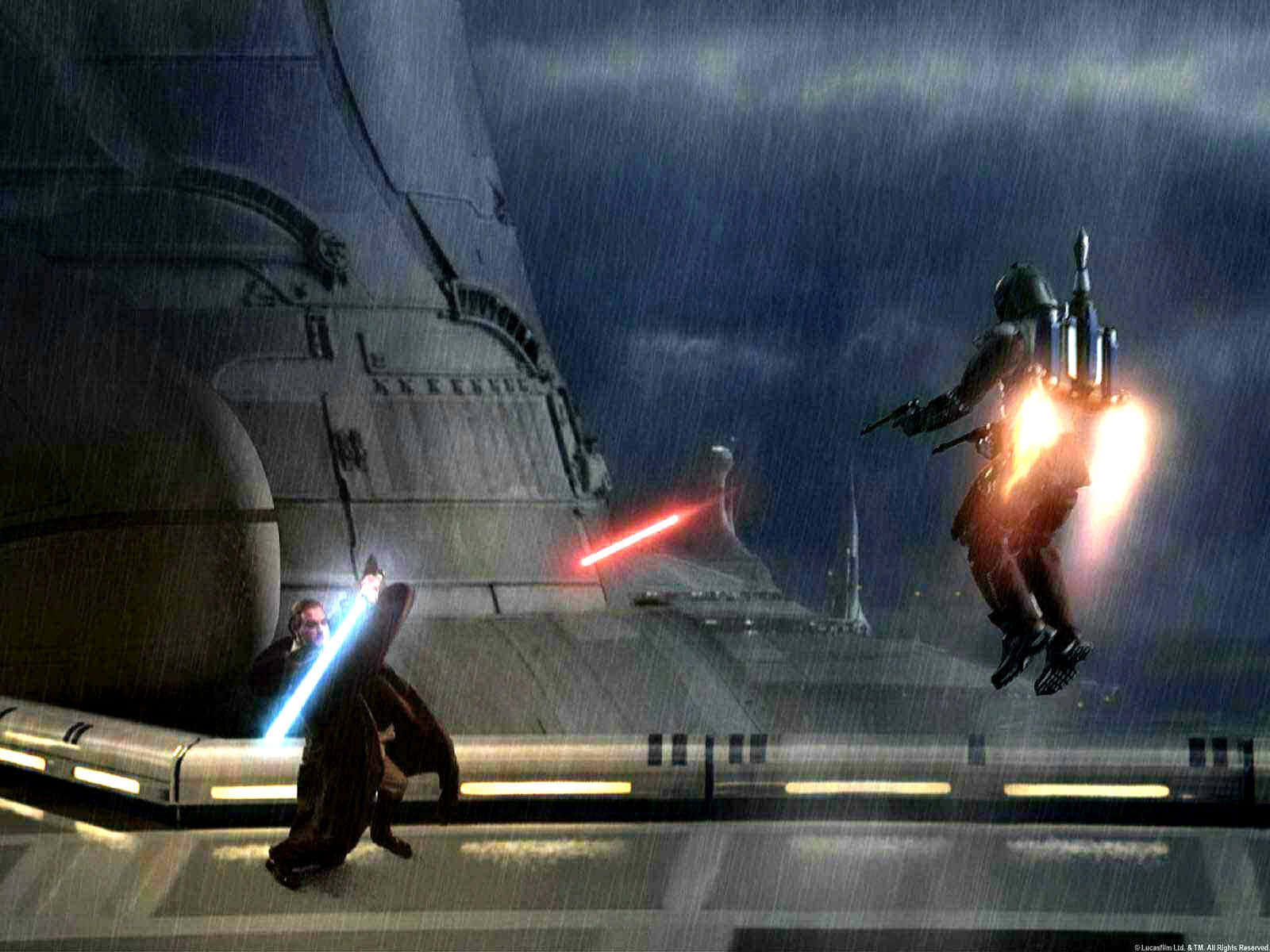 Epic Lightsaber Duel between Legendary Star Wars Characters Wallpaper