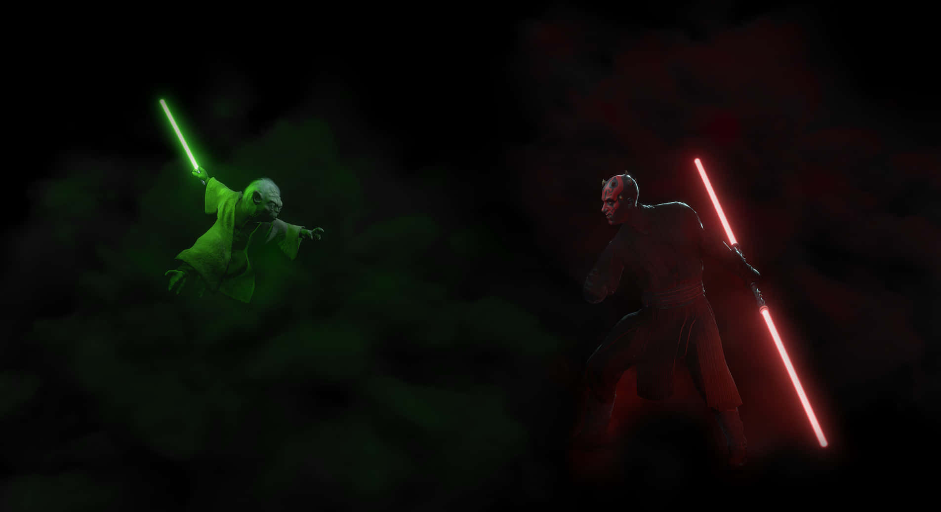 Epic Galactic Battle: Lightsaber Duel Wallpaper
