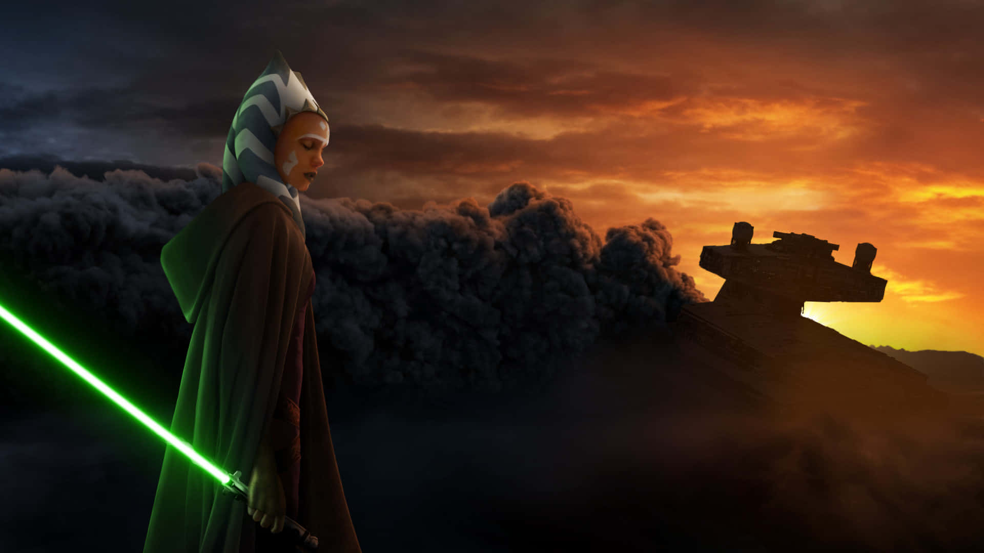 Intense Lightsaber Duel between Jedi and Sith Wallpaper