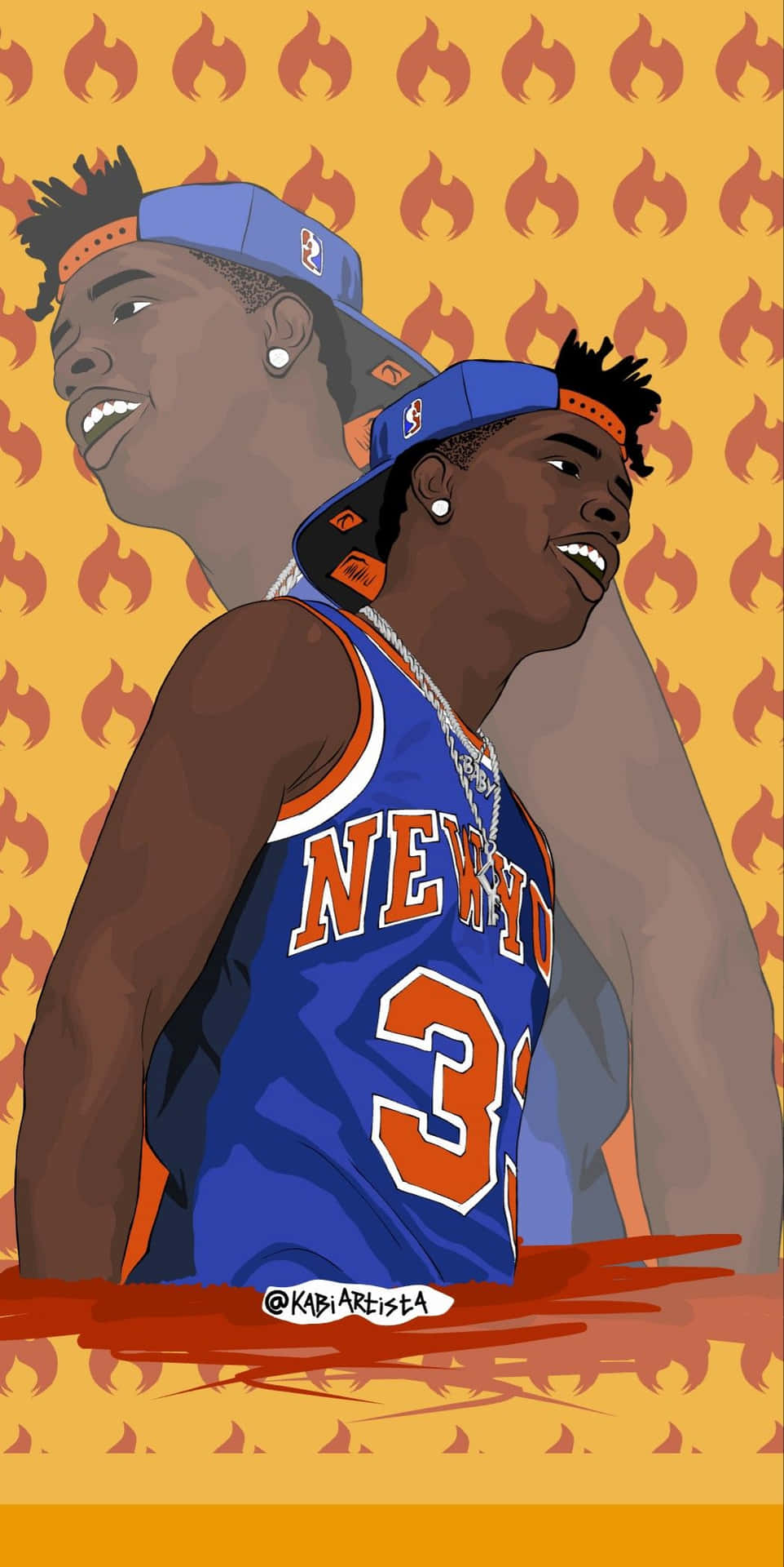 A Portrait Of A New York Knicks Player Wallpaper