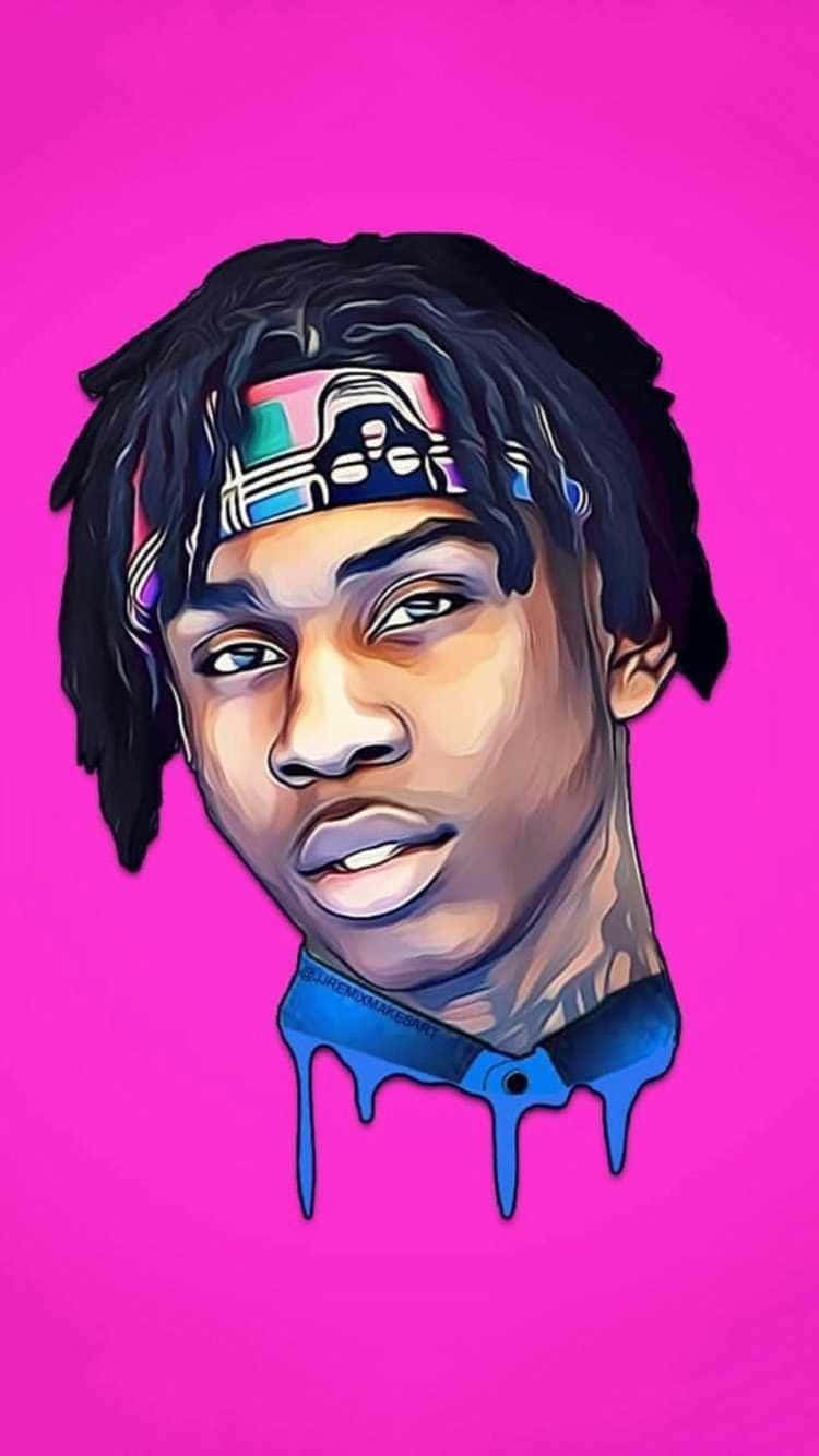 A Drawing Of A Man With Dreadlocks On A Pink Background Wallpaper
