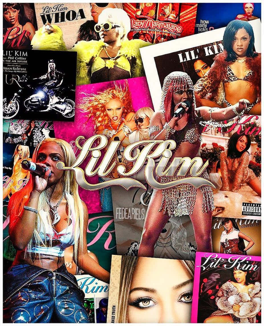 Lil Kim Collageof Career Highlights Wallpaper