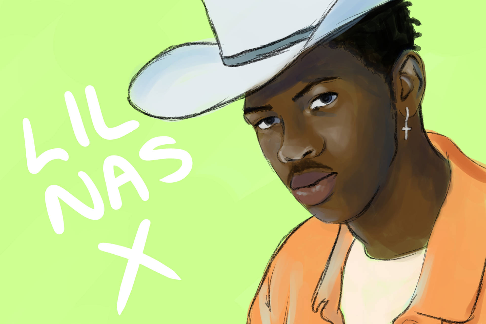 Lil Nas X Old Town Drawing Wallpaper