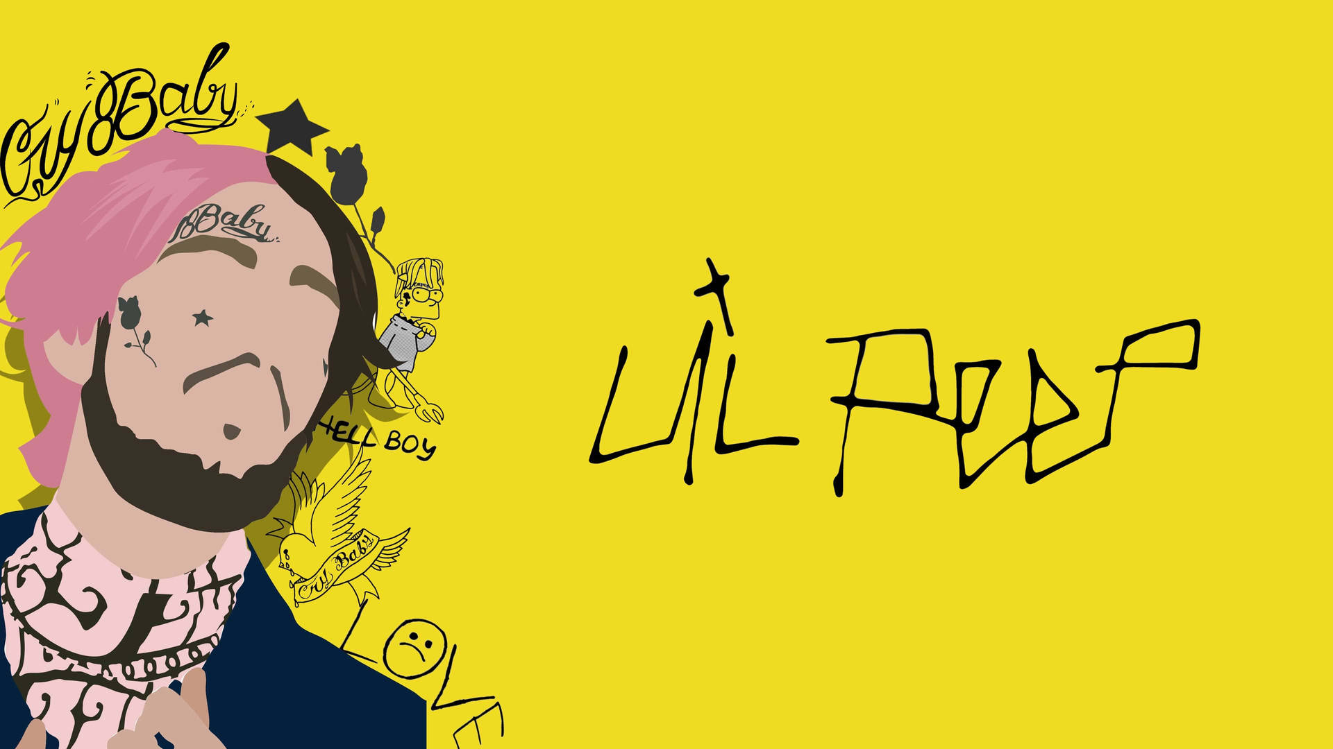 The Late Lil Peep In His Iconic Yellow Artwork Wallpaper
