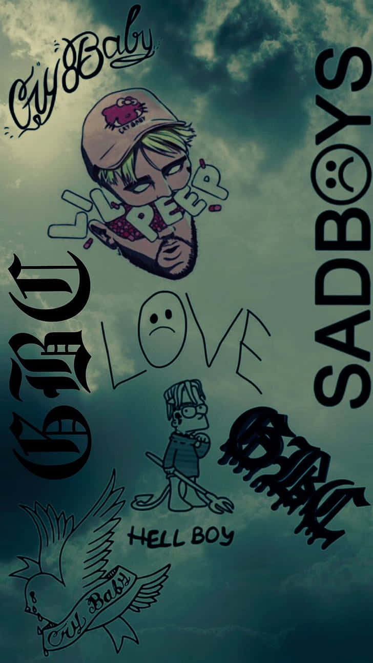 Einelebensgroße Darstellung Des Beliebten Rap-künstlers Lil Peep's Logo. Wallpaper