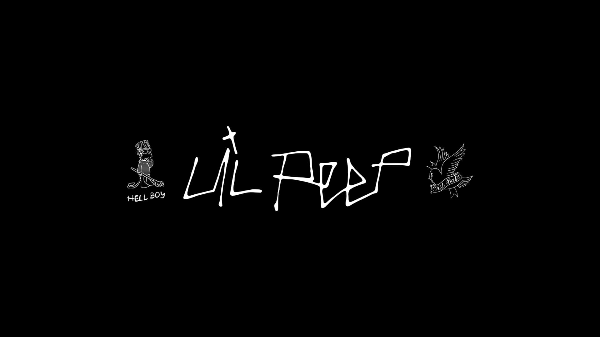 Logode Lil Peep En Blanco Sobre Fondo Negro. Fondo de pantalla