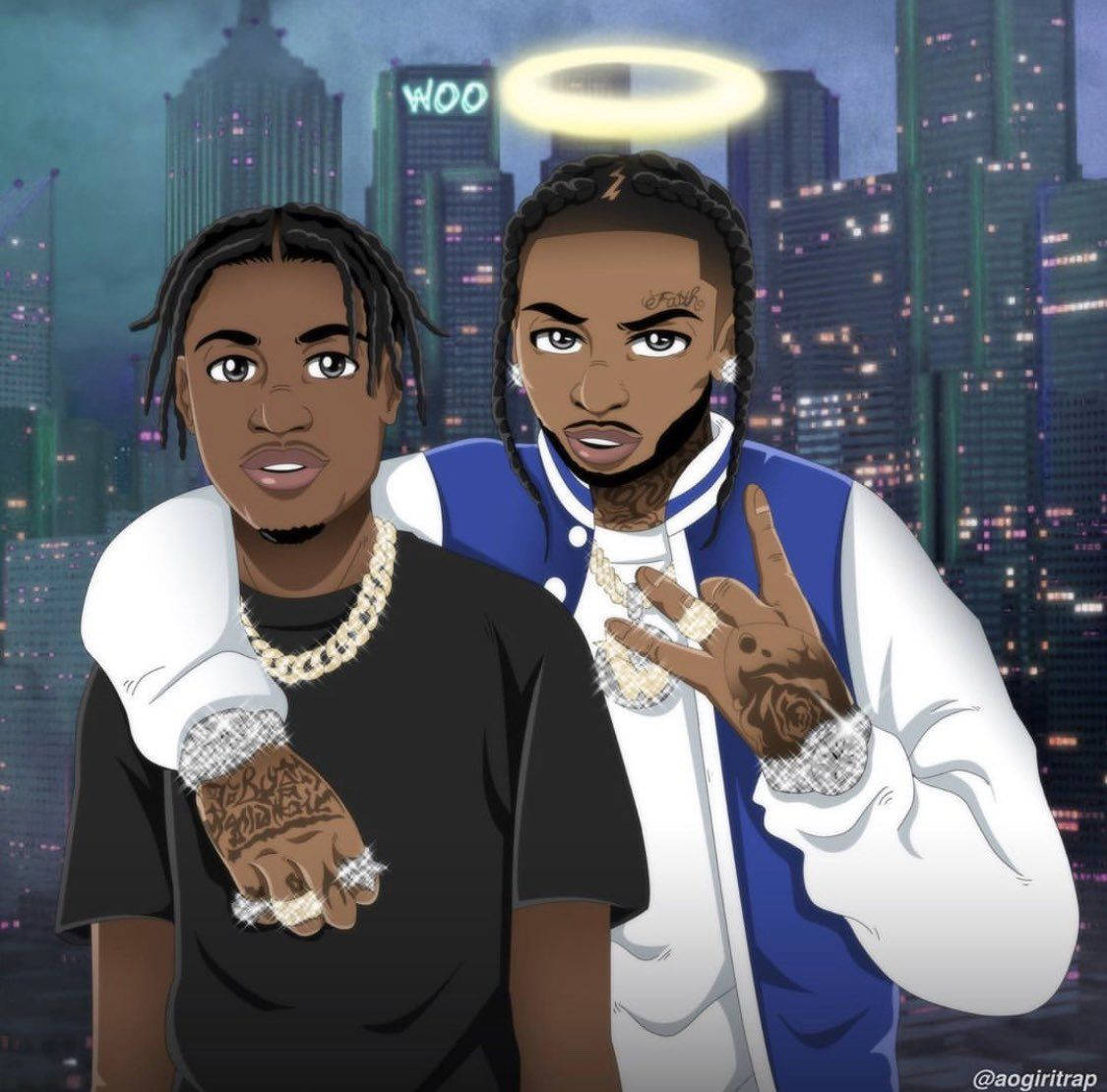 Lil Tjay And Polo G Cartoon Wallpaper