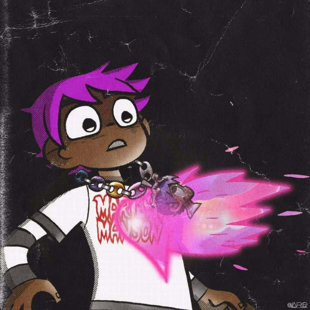 Lil Uzi Cartoon Character With Flaming Heart Wallpaper