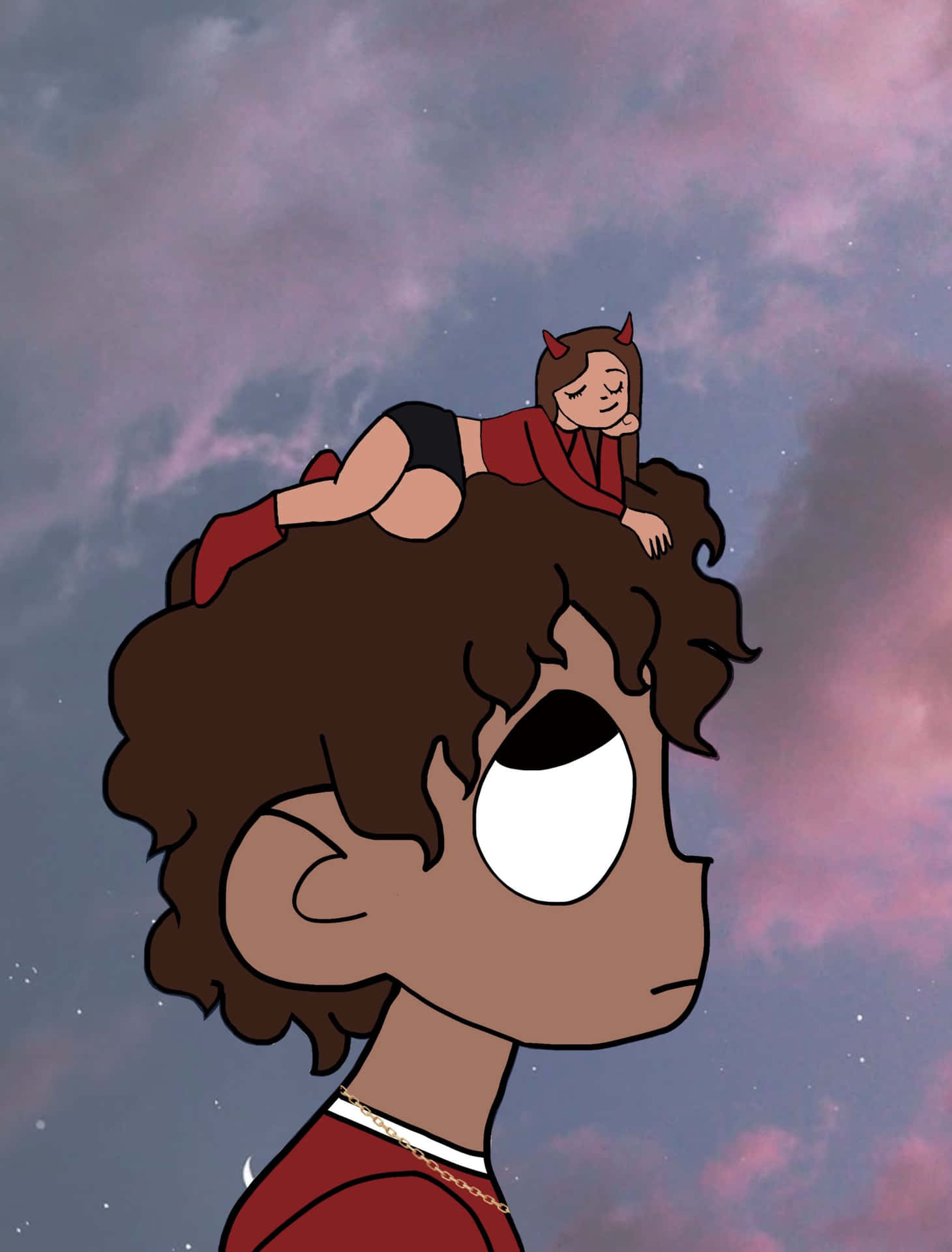 Personajede Caricatura De Lil Uzi Con Nubes Fondo de pantalla