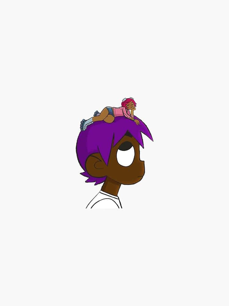 Purple-haired Lil Uzi Cartoon Character Wallpaper