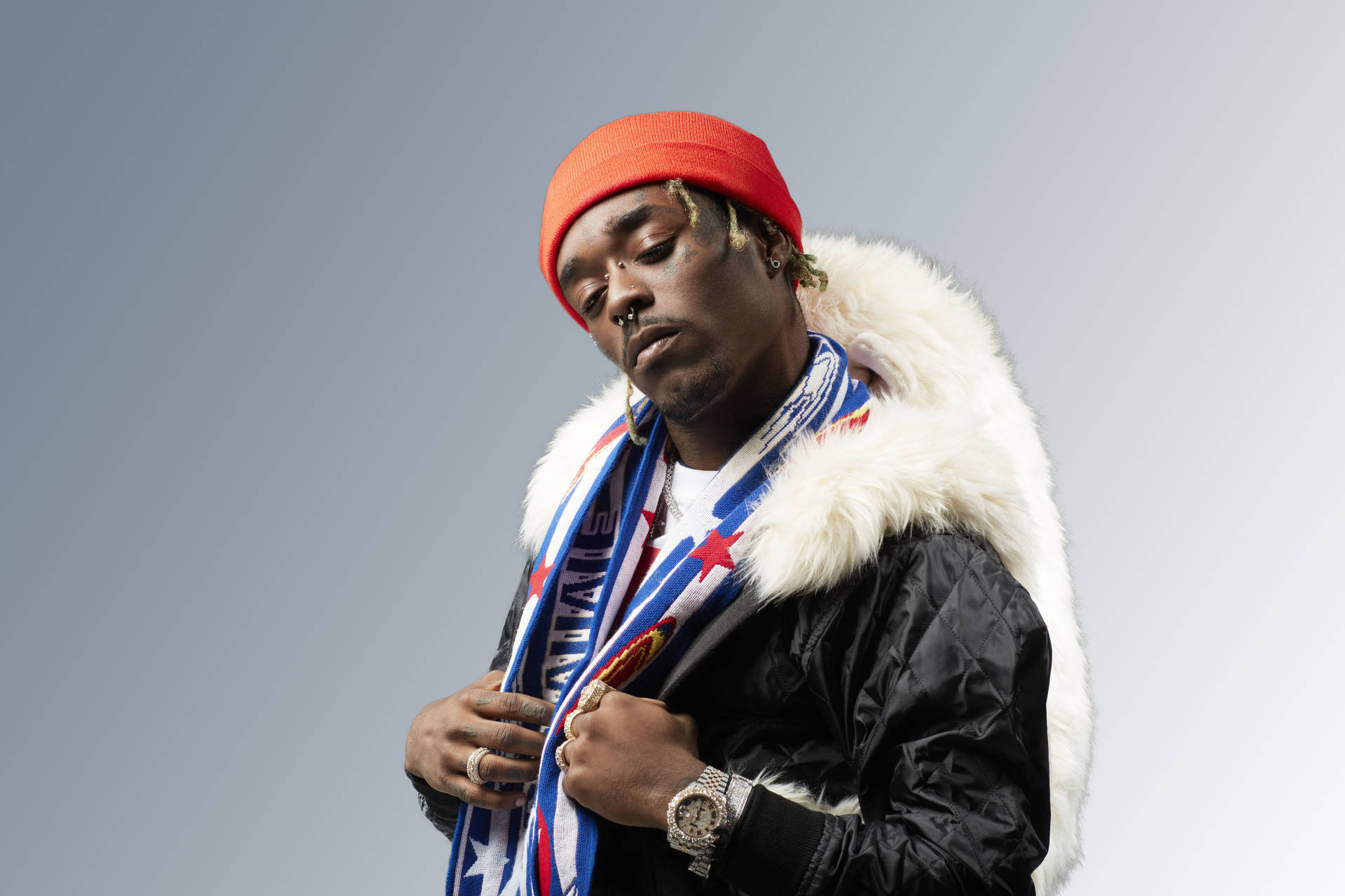 Lil Uzi Vert stands out in an all-white fur jacket Wallpaper