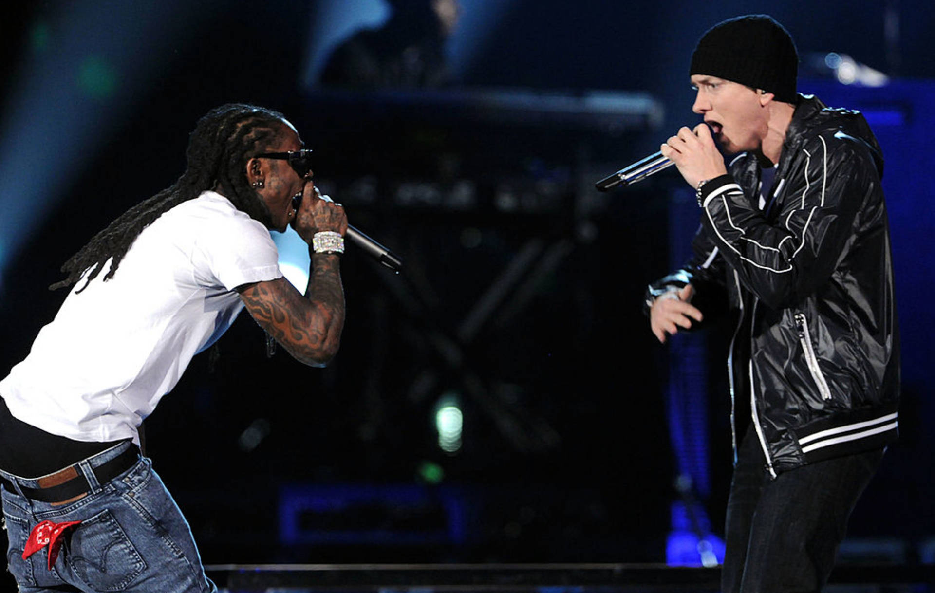 Lil Wayne And Eminem Rapping Wallpaper