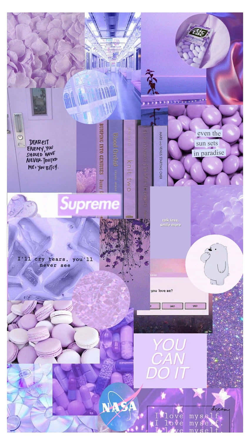 Aesthetic Collage Pastel Lilac Background
