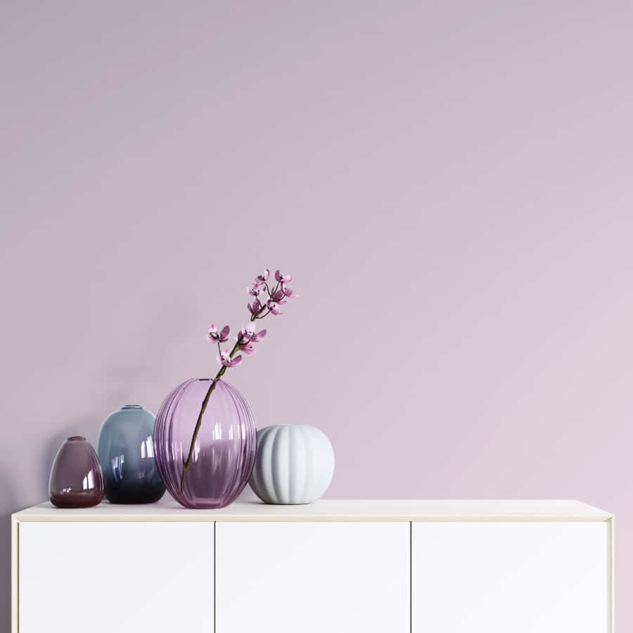 Lilac Color White Cabinet Wallpaper