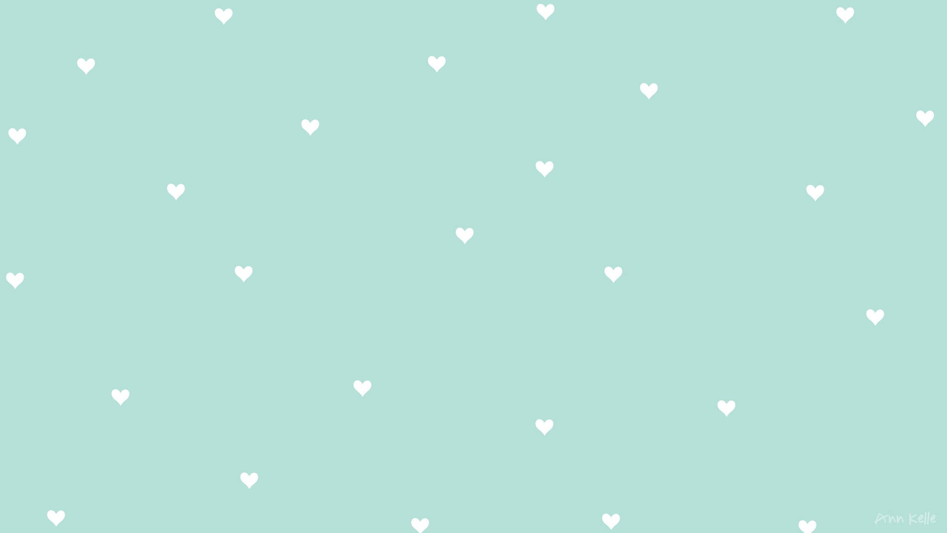 Lille Hjerter På Pastel Grøn Wallpaper