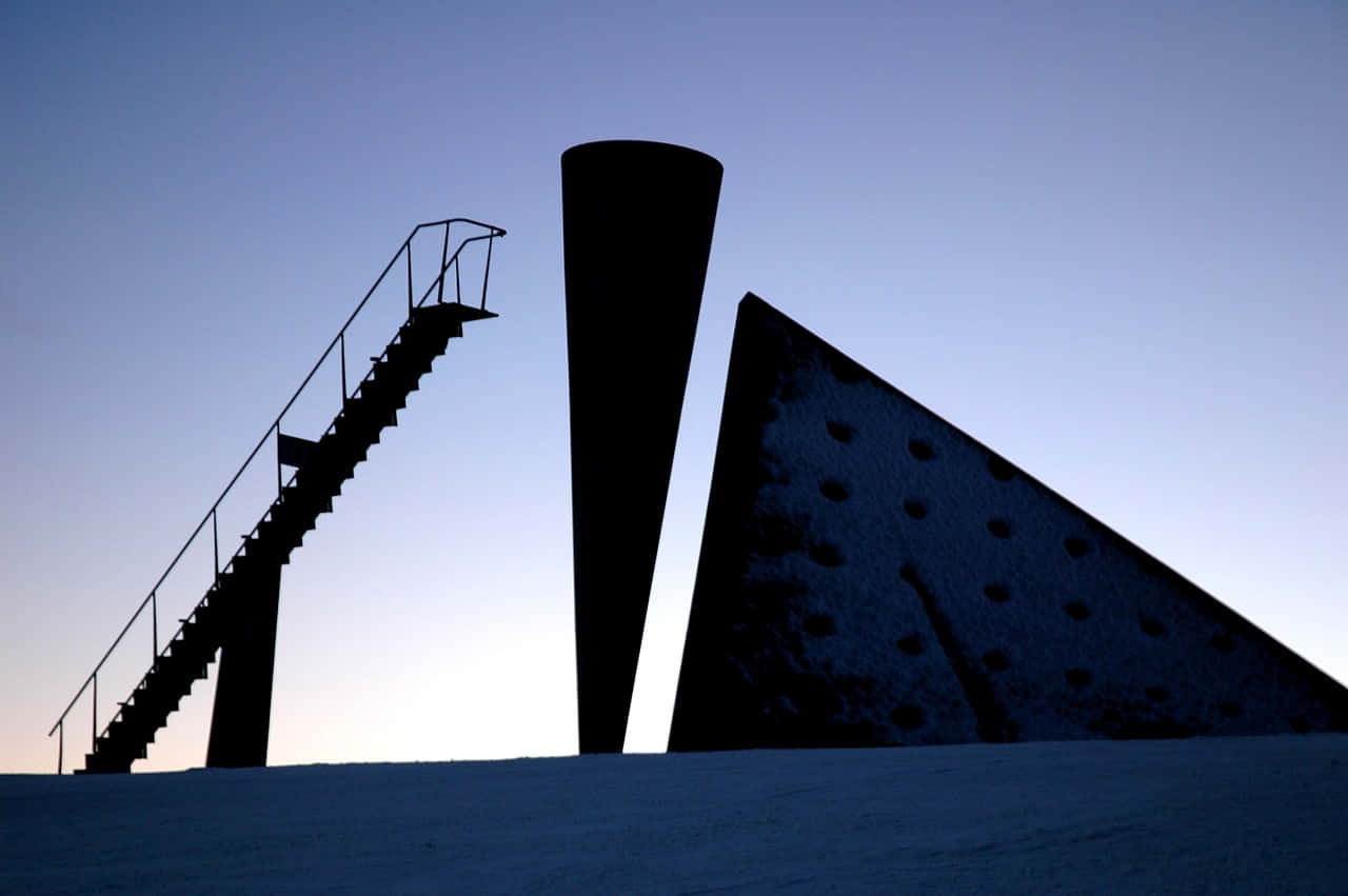 Lillehammer Skihopp Silhuett Bakgrunnsbildet