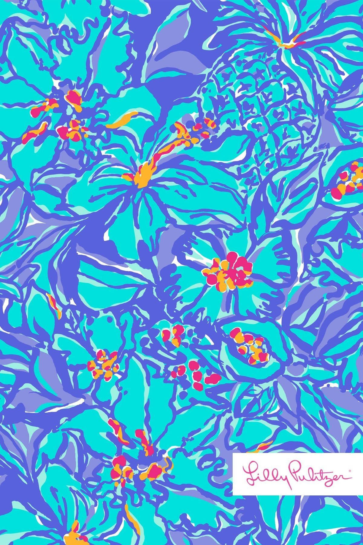 Lillypulitzer Blaue Blumen Wallpaper