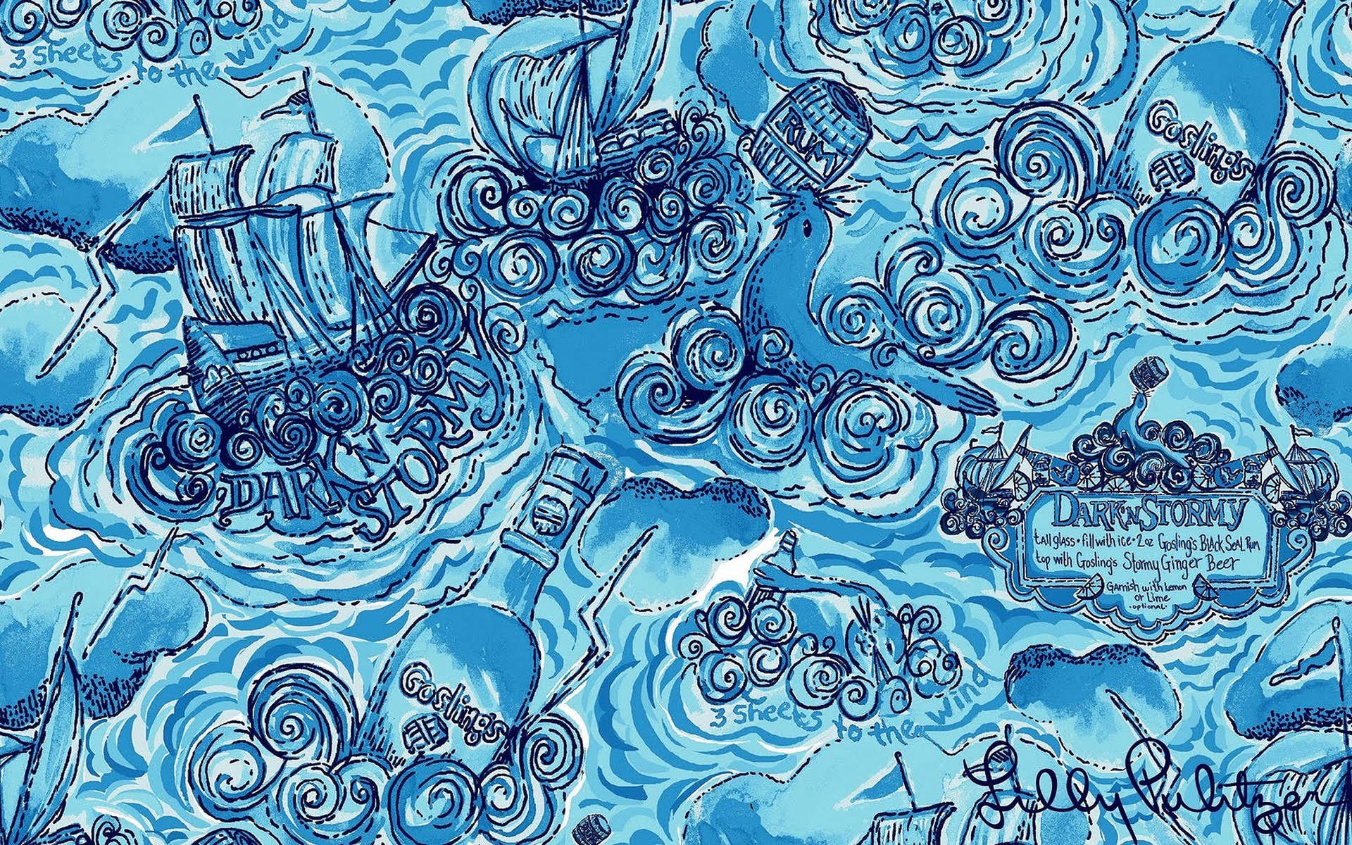 Lilly Pulitzer Blue Ship Wallpaper