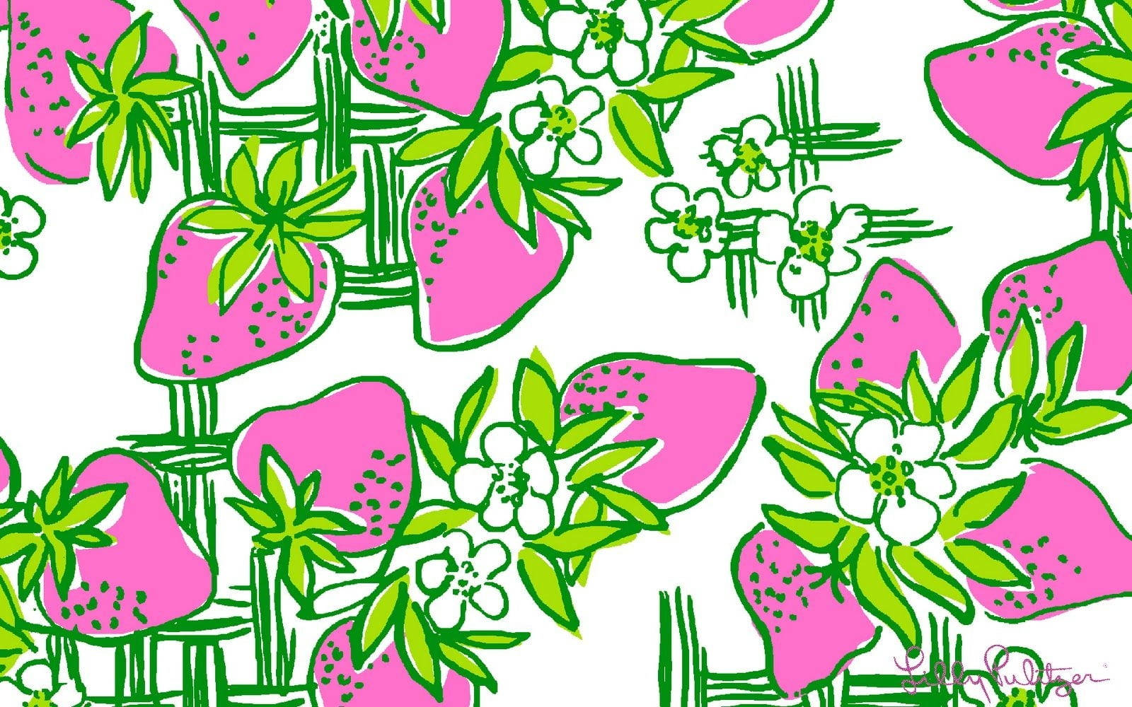 Lilly Pulitzer Desktop Strawberries Wallpaper