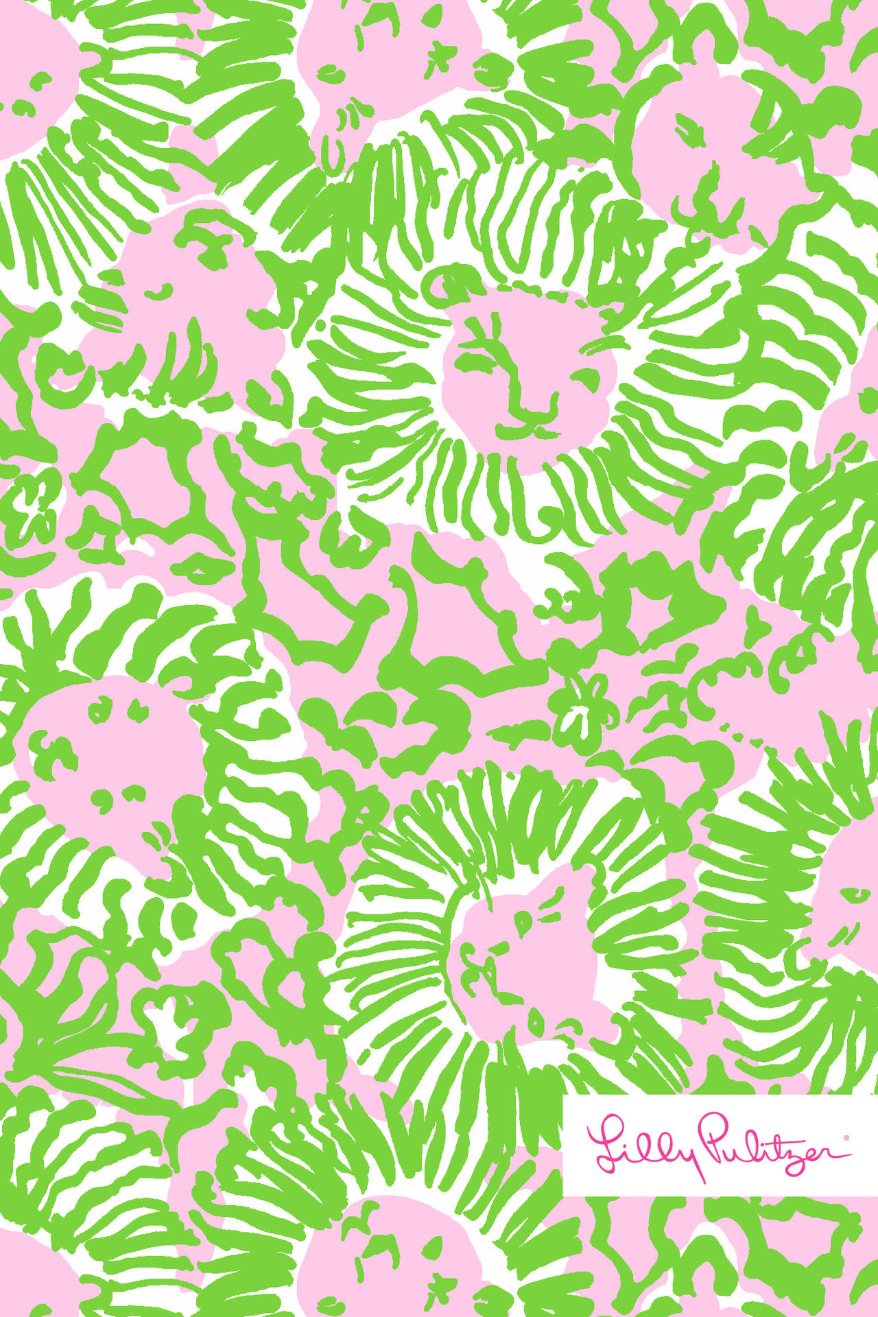 Lilly Pulitzer Green And Pink Lion Wallpaper