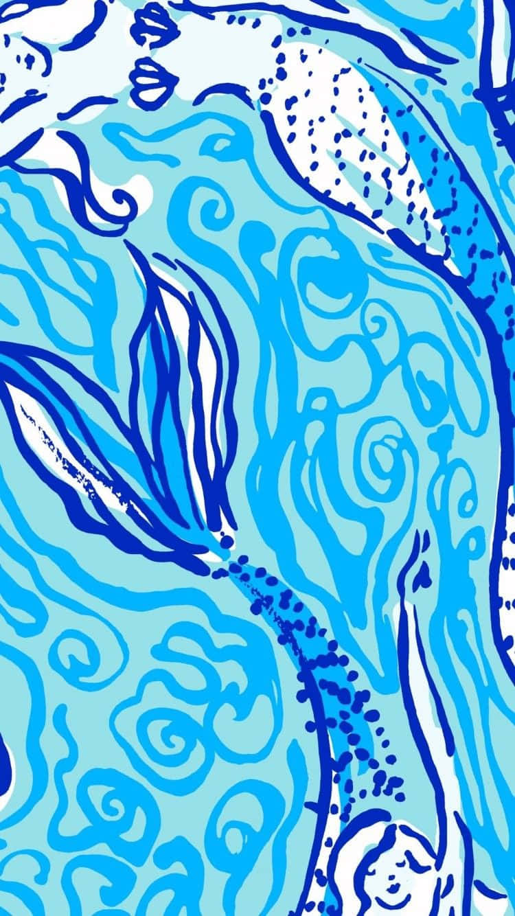 Meerjungfrauenin Blau Und Weiß Wallpaper