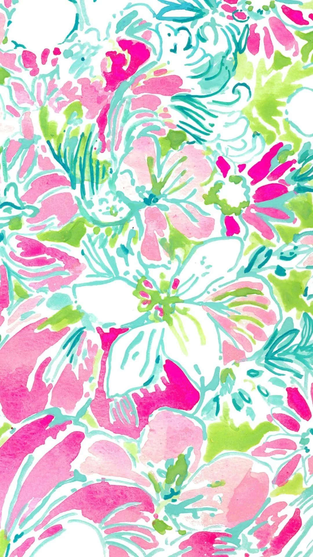 Smuk Pink og Grøn mønstrede Lilly Pulitzer Iphone Wallpaper
