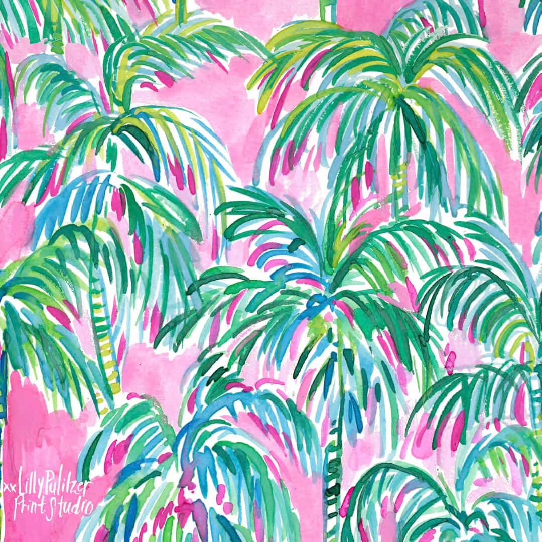 Lillypulitzer Palm Træer Akvarel Print