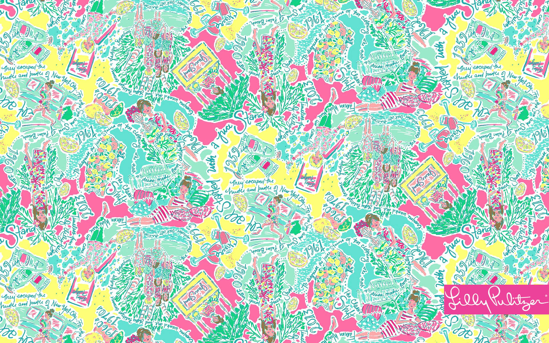 Lilly Pulitzer Teal Girly Art Wallpaper