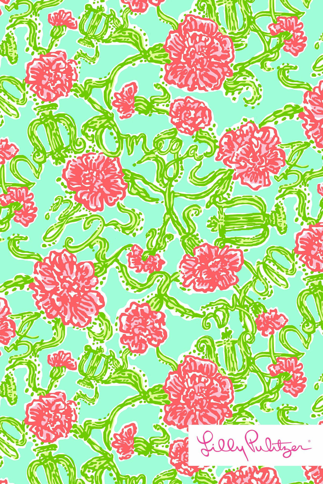 Lilly Pulitzer Tropical Flower Pattern Wallpaper