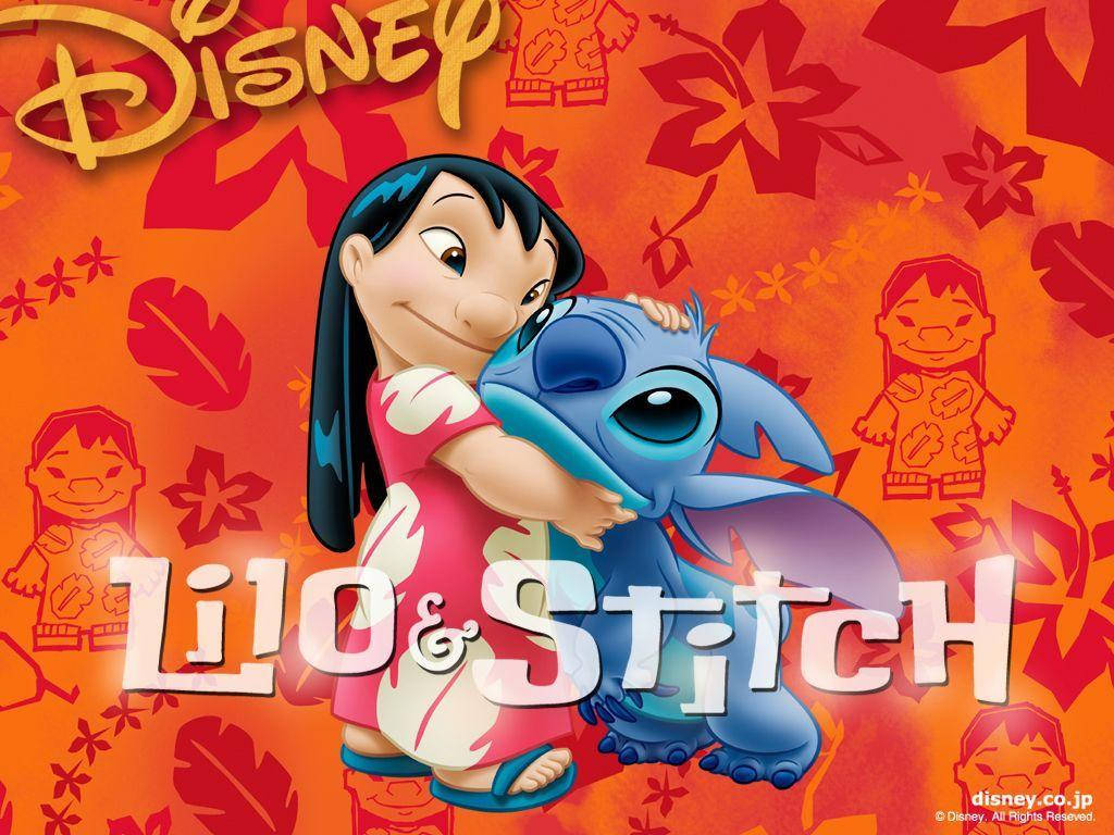 Liloy Stitch Abrazándose En 3d. Fondo de pantalla
