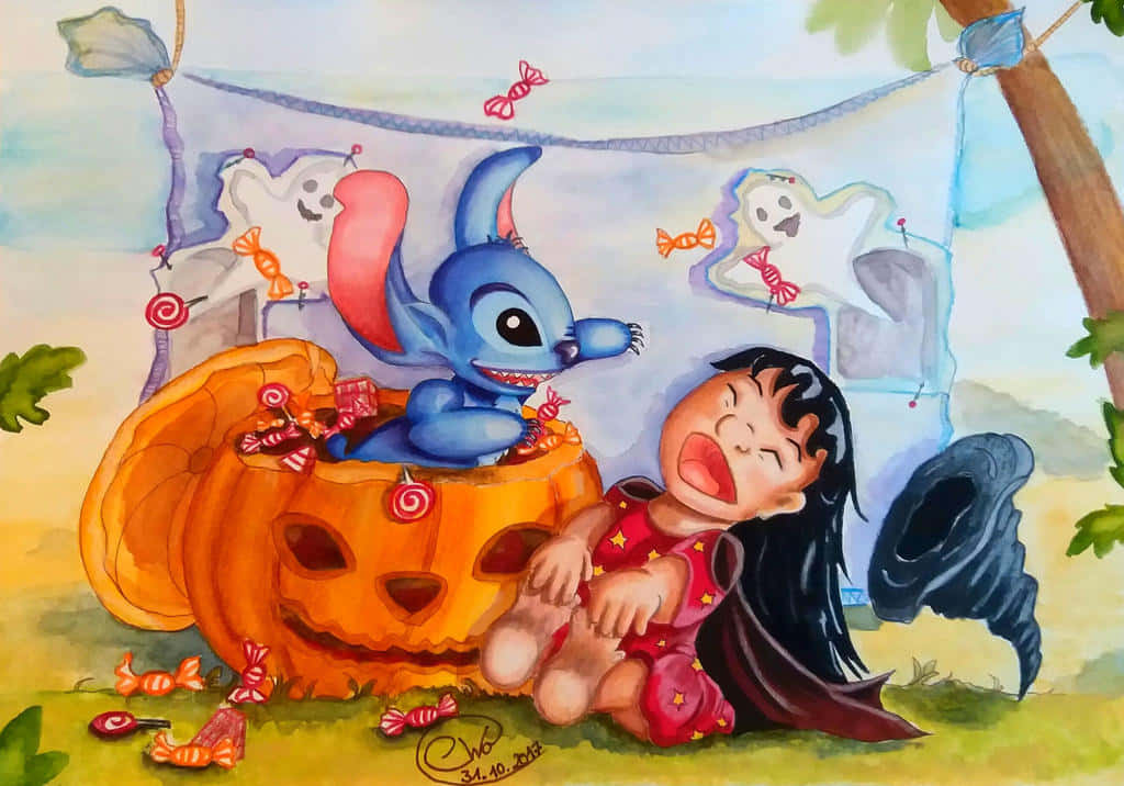 Trick or Treat with Lilo and Stitch! Wallpaper