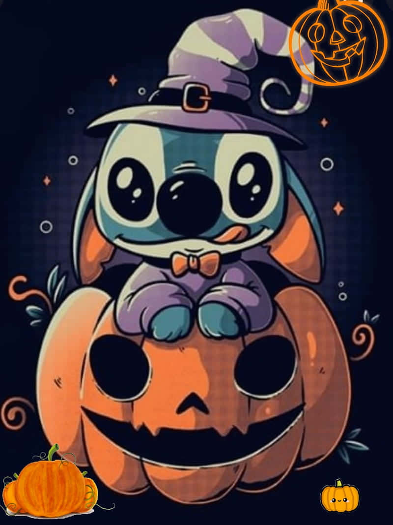 Halloweenmed Stitch Och Lilo Wallpaper