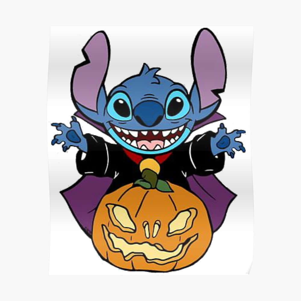 Trick or Treat on Broom Ride with Lilo and Stitch Wallpaper