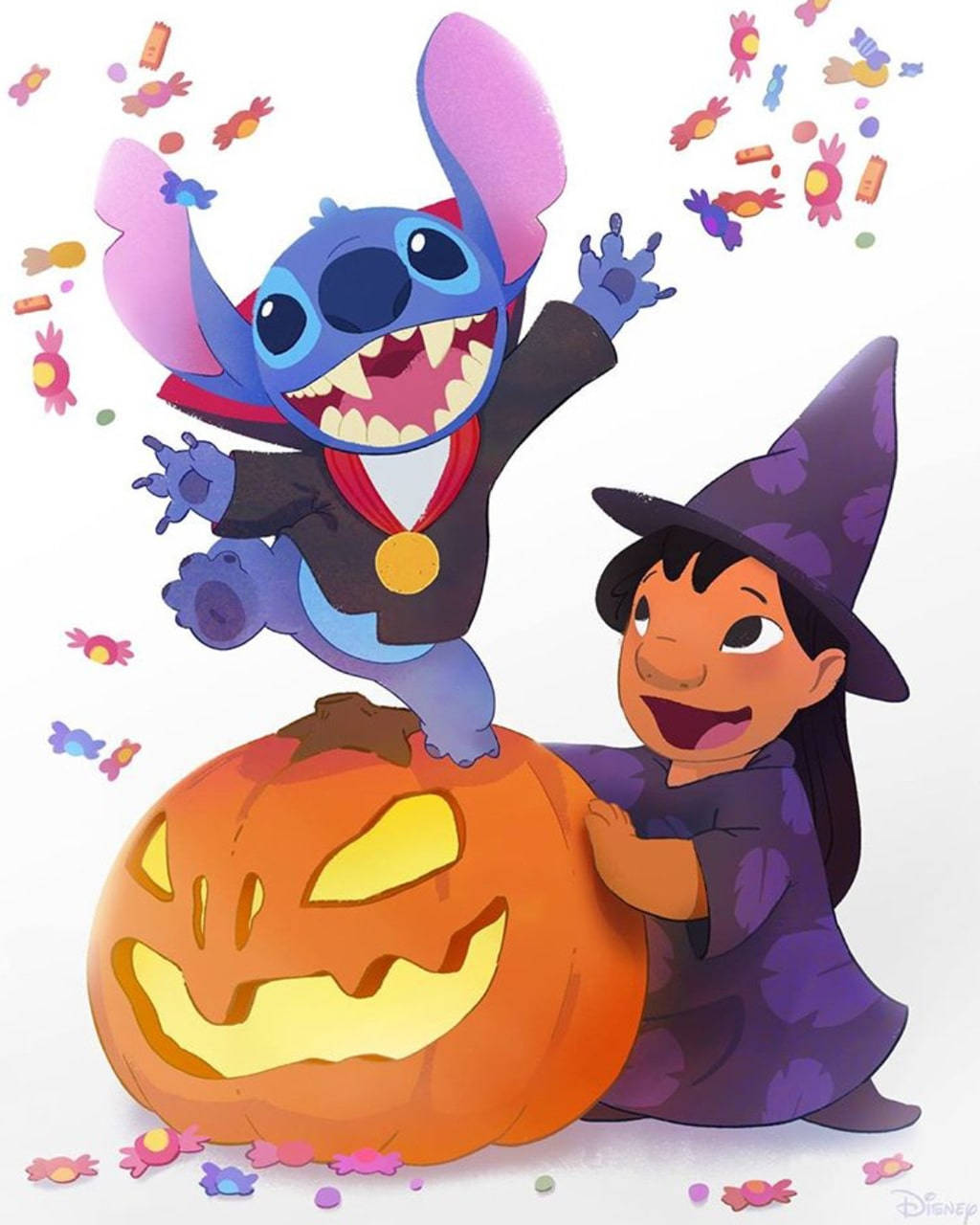 Lilooch Stitch Söta Disney-temade Halloween Bakgrundsbilder. Wallpaper