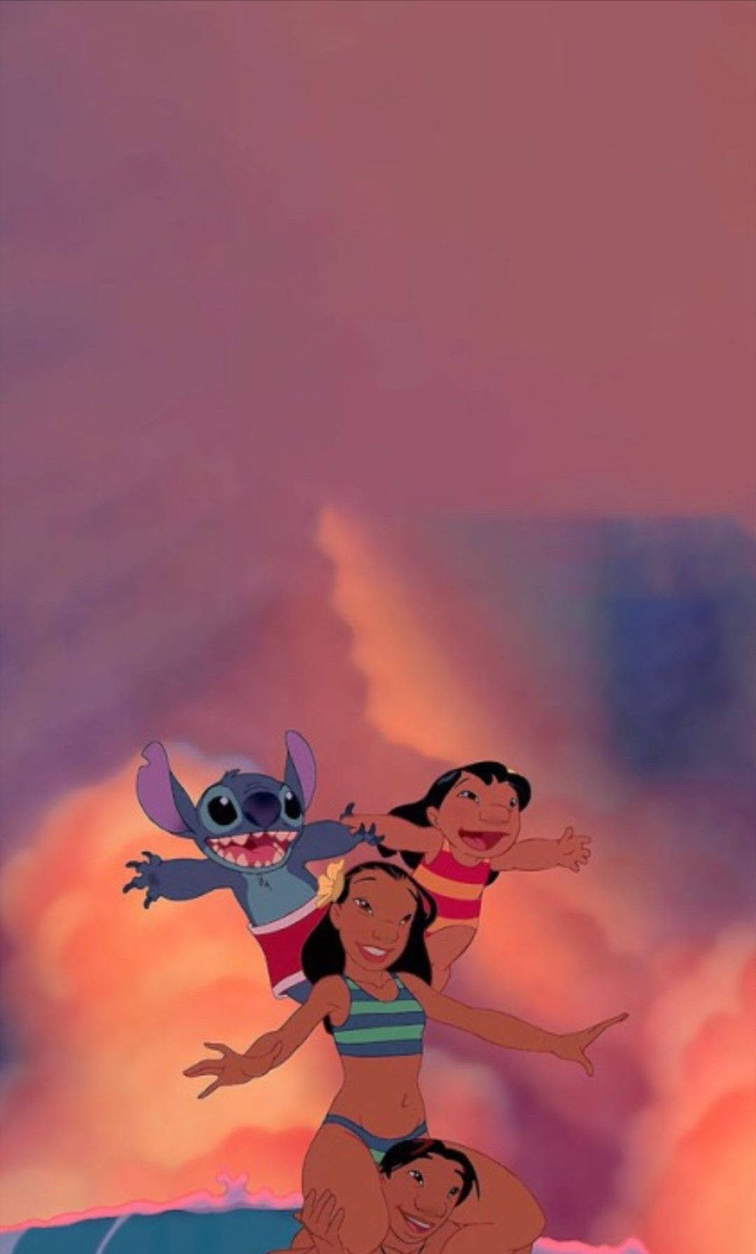 Lilo og Stitch, Nani og David ser glad ud sammen. Wallpaper