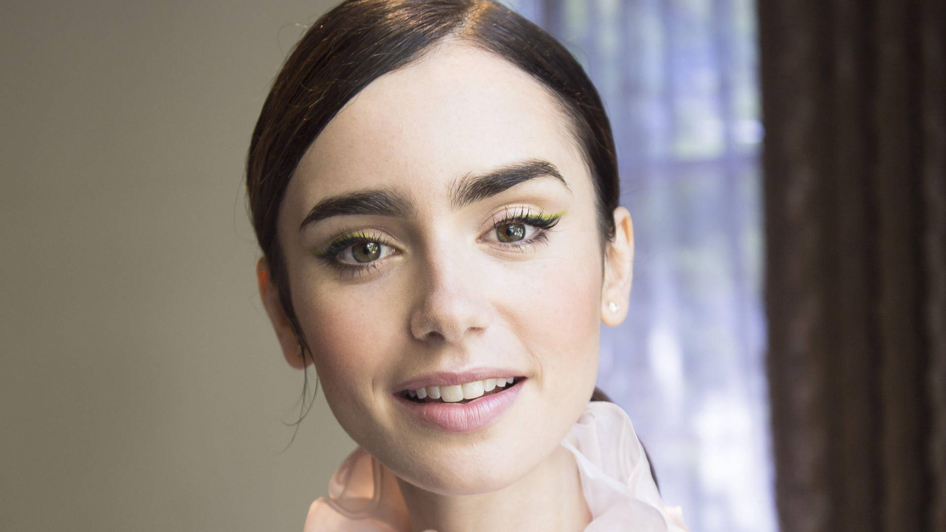 Lily Collins Close-Up Photo Wallpaper